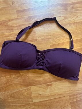 Sunseeker women’s purple plum braided knot design tube top/ halter swim bikini
